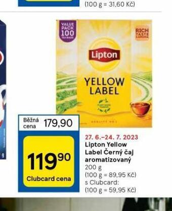 Tesco Lipton yellow label černý čaj aromatizovaný nabídka