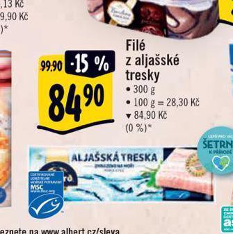 Albert Filé z aljašské tresky nabídka