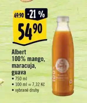 Albert 100% mango, maracuja, guava nabídka