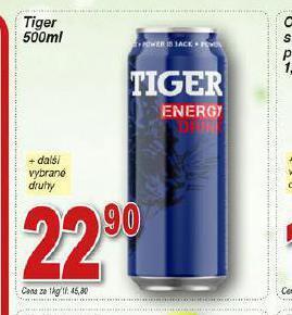 Hruška Tiger energy drink nabídka