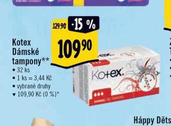 Albert Kotex dámské tampony nabídka