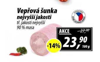 ZEMAN Vepřová šunka nejvyšší jakosti tř. jakosti nejvyšší 90% masa, 100 g nabídka