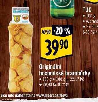 Albert Originální hospodské brambůrky 180 g nabídka
