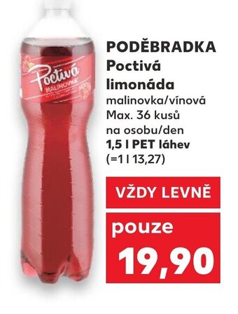 Kaufland PODĚBRADKA Poctivá Limonada nabídka