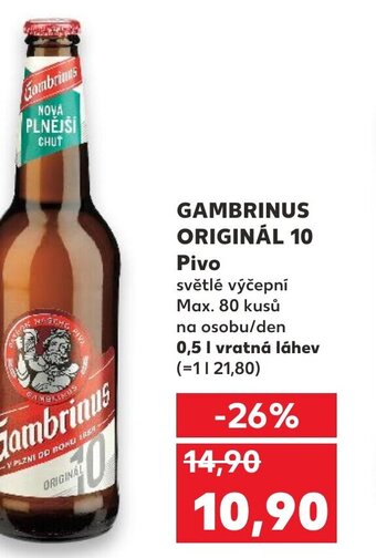 Kaufland GAMBRINUS ORIGINÁL 10 Pivo nabídka