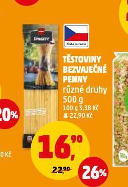 Penny Market Bezvaječné těstoviny nabídka