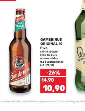 Kaufland Pivo gambrinus originál nabídka