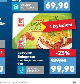 Kaufland Lasagne bolognese s vepřovým masem nabídka