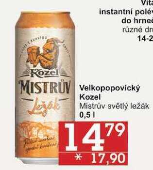 Jip Velkopopovický kozel mistrův světlý ležák, 0,5 l nabídka