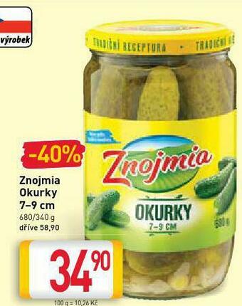 Billa Znojmia okurky nabídka