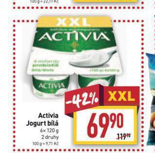Billa Activia jogurt bílá nabídka