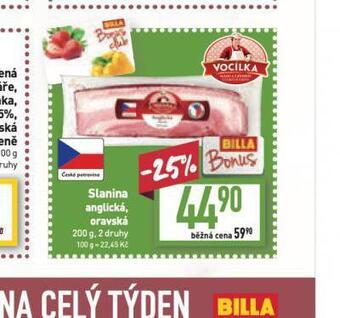Billa Slanina anglická nabídka