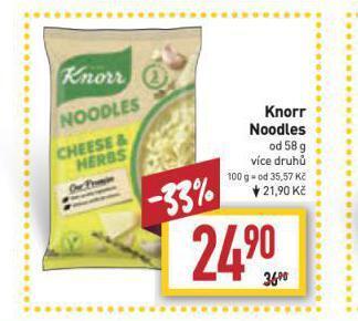 Billa Knorr noodles nabídka