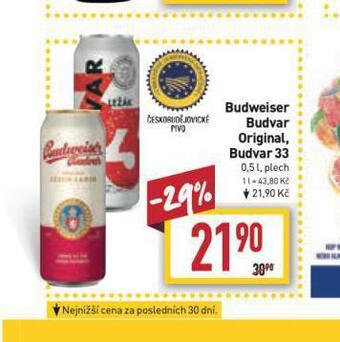 Billa Pivo budweiser budvar original nabídka