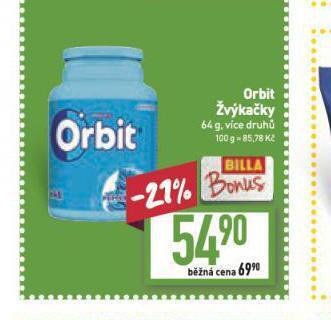 Billa Orbit žvýkačky nabídka