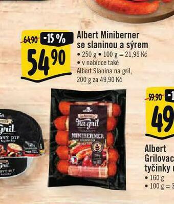 Albert Albert miniberner se slaninou a sýrem nabídka