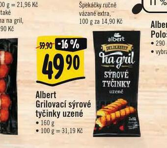 Albert Albert grilovací sýrové tyčinky uzené nabídka
