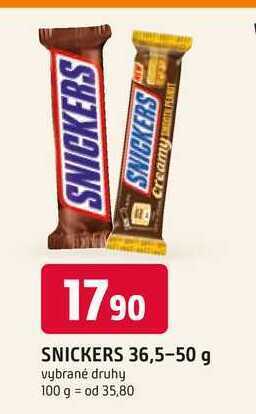 Trefa Snickers čokoládová tyčinka plněná nugátem, karamelem a praženými arašídy 50g nabídka