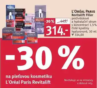 Rossmann L'oréal paris revitalift filler protivráskové a hydratační sérum, 30 ml nabídka