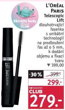 Rossmann L'oréal paris telescopic lift dlouhotrvající řasenka nabídka