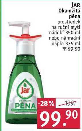 Rossmann Jar okamžitá pěna prostředek na ruční mytí nádobí 350 ml nebo náhradní náplň 375 ml nabídka