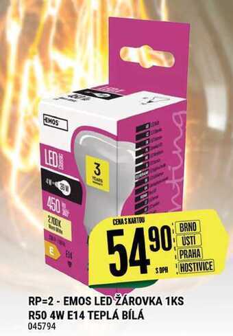 Tamda Foods Rp=2 - emos led žárovka 1ks r50 4w e14 teplá bílá 045794 nabídka