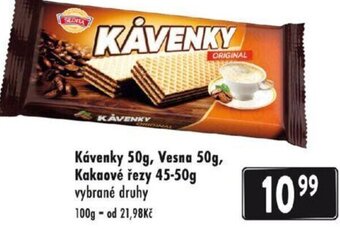 Kávenky 50g, Vesna 50g, Kakaové řezy 45-50g