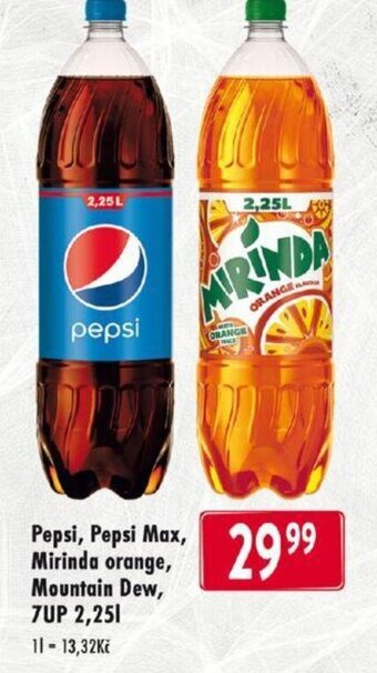 Qanto Pepsi, Pepsi Max, Mirinda orange, Mountain Dew, 7UP 2,25L nabídka