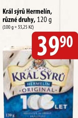 Bala Král sýrů Hermelín, různé druhy, 120 g nabídka