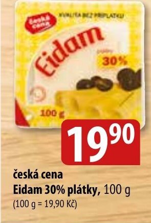 Bala česká cena Eidam 30% plátky, 100 g nabídka