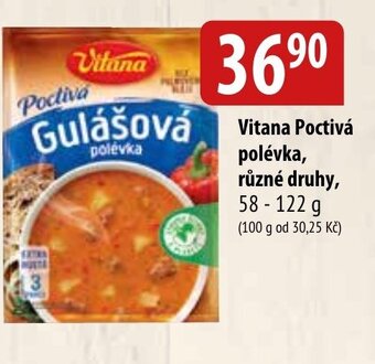 Bala Vitana Poctivá polévka, různé druhy nabídka