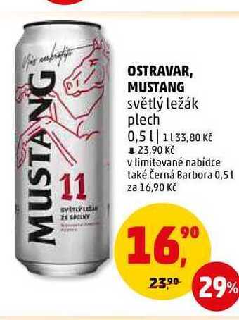 Penny Market Ostravar, mustang světlý ležák plech, 0,5 l nabídka