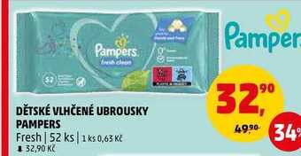 Penny Market Dětské vlhčené ubrousky pampers fresh, 52 ks nabídka