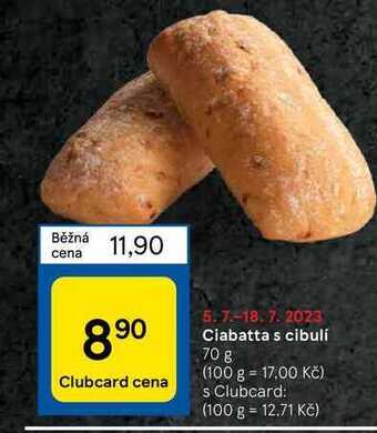 Tesco Ciabatta s cibulí 70 g nabídka