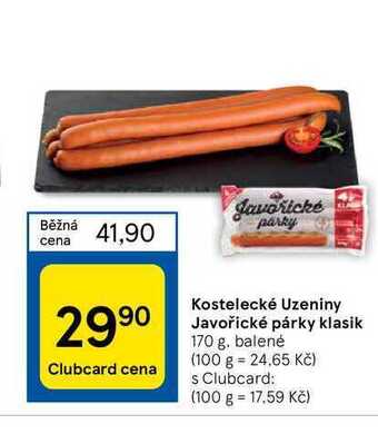 Tesco Kostelecké uzeniny javořické párky klasik 170 g nabídka