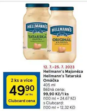 Tesco Hellmann's majonéza hellmann's tatarská omáčka 405 ml nabídka