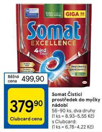 Tesco Somat čisticí prostředek do myčky nádobí 56-90 ks nabídka