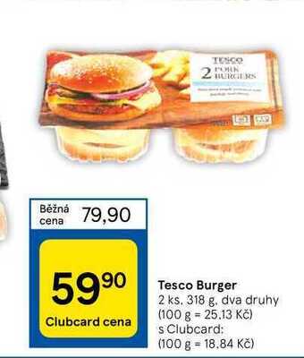 Tesco Tesco burger 2 ks. 318 g nabídka