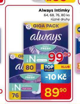 TOP drogerie Always intimky nabídka