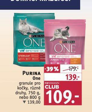 Rossmann Purina one granule pro kočky nabídka