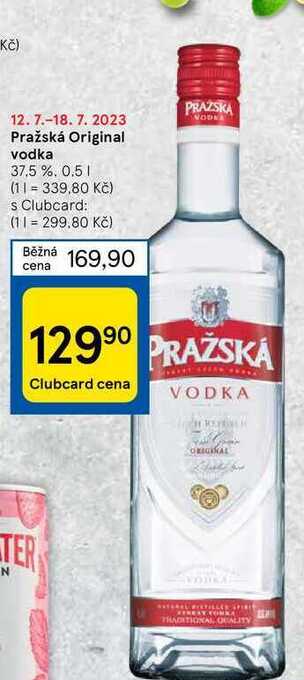Tesco Pražská original vodka 37,5 %. 0.5 1 nabídka