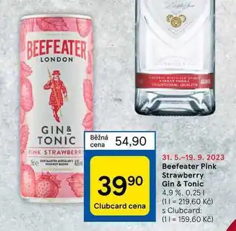 Tesco Beefeater pink strawberry gin & tonic 4.9 %. 0,25 1 nabídka
