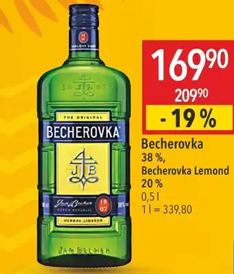 Globus Becherovka 38% Becherovka Lemond 20% nabídka