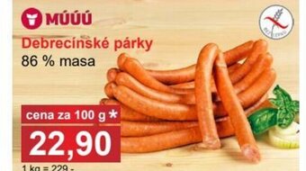 PLUS JIP Debrecínské párky 86 % masa nabídka