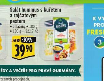 Albert Salát hummus s kuřetem a rajčatovým pestem nabídka