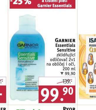 Rossmann Garnier essentials sensitive zklidňující odličovač nabídka