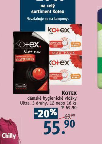Rossmann Kotex dámské hygienické vložky nabídka