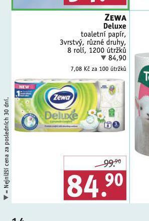 Rossmann Zewa deluxe toaletní papír nabídka