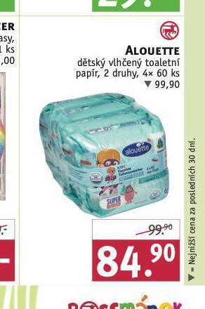 Rossmann Alouette dětský vlhčený toaletní papír nabídka