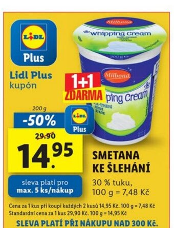 Lidl SMETANA KE ŠLEHÁNÍ nabídka